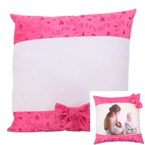 16"x16" DIY Sublimation Blank Pillow Case Cover With Bow Tie for Christmas Home - Picture 1 of 8