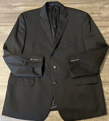 Chaqueta Blazer Lauren Ralph Lauren Para Hombre Negra A Rayas Lana, Talla 48R Foto 1 de 4