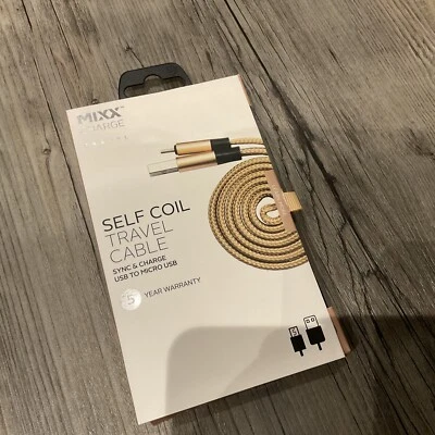 MIXX CHARGE | Self-Coil Travel Cable - USB To Micro USB - Rose Gold - 1 Metre - Image 1 of 3