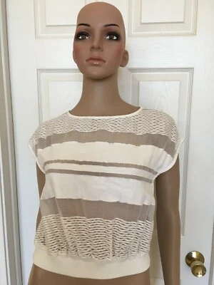 ERIN FETHERSTON Top Blanco Transparente Talla 0 Foto 1 de 4