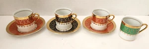 Juego de 3 tazas de té pintadas a mano Royal Crown con platillo + taza - Imagen 1 de 8