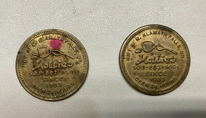Lot von 2 Mollie's Kalamath Falls Oregon Souvineer Handelsmedaille Münze  - Bild 1 von 2