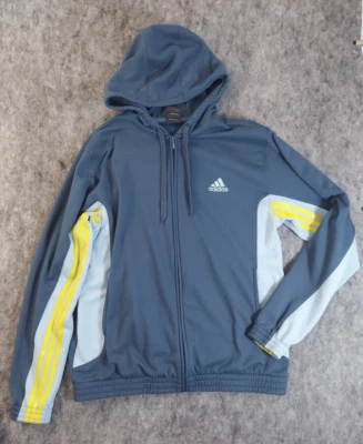 Chaqueta Adidas Hombre XL Azul Cremallera Completa Bloques de Color Sudadera con Capucha Activa Amarillo Rayas Polar Foto 1 de 4
