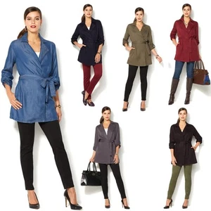 IMAN Global Chic Runway Glam Look of Denim Draped Jacket 487224-J - Picture 1 of 3