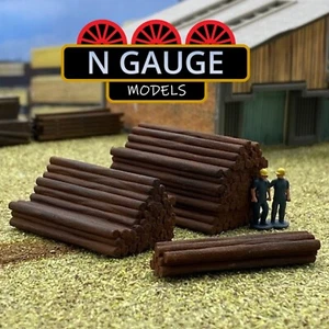 PAINTED- N Scale Gauge 1:148 Wooden Timber Pile (LARGE) (Tree Wood Yard 1:160) - Picture 1 of 13