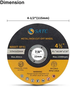 High Quality Cut Off Wheels for Metal Cutting Discs - 10 Pack 4-1/2 x .040 x 7/8 - Picture 1 of 7