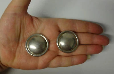 Brincos vintage assinados de prata esterlina México botões ousados enormes com clipe grande - Imagem 1 de 4