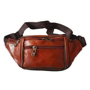 Brown Color Leather Waist Packs Men Fashion Garment Apparel Strap Bag Waist Pack