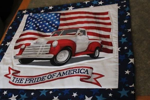 Red White Blue 50's Truck America 24 x 24 New Handmade Table Runner Topper - Picture 1 of 1