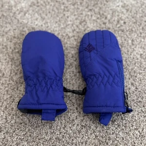 Columbia Infant Baby Zip Closure Winter Snow Mittens Fleece Lined Blue - Picture 1 of 5