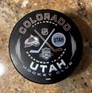 Utah Hockey Club - Colorado Avalanche - 12/12/24 - Game Day Puck - Picture 1 of 2