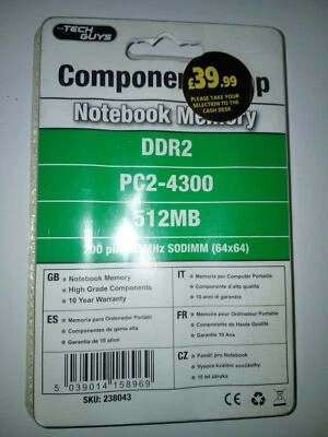 NOTEBOOK MEMORY DDR2 PC2-4300 512MB - NEW IN BOX - FAST SHIPPING - - Image 1 of 2