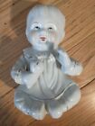 Collectible White Baby Toddler Figurine Gold Trim 6.25"