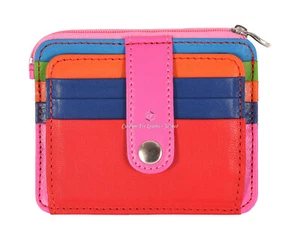Leather Coin Pouch Zip & Card Holder Purse Genuine Leather multi color pouch - Picture 1 of 6
