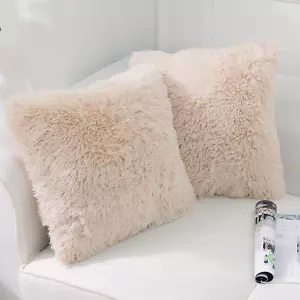 Luxury Soft Faux Fur Fleece Cushion Cover Pillowcase Decorative Throw Pillows Co - Picture 1 of 12