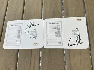ARNOLD PALMER JACK NICKLAUS SIGNED MASTERS SCORE CARDS PSA AO82929 AO82930 - Picture 1 of 6