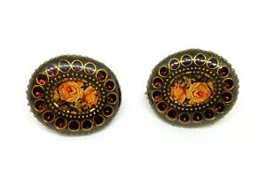 Lovely Signed Michal Negrin Red  Crystal Flowers Earrings.