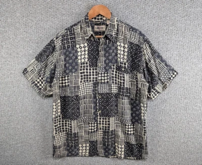 Campia Moda Vintage Men's Abstract Funky Geometric Print Rayon Button Shirt M - Image 1 of 4