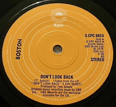 Boston – Don't Look Back UK 7" SINGLE 45 1978 EPIC HARD ROCK - Image 1 of 2
