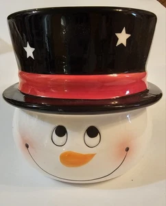 Edible Arrangements Snowman with Top Hat Ceramic Centerpiece Vase Planter Bowl - Picture 1 of 8