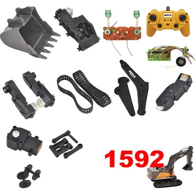 RC Excavator Quick Hitch Bucket Arm Gearbox Tooth Gripper Motor For Huina 1592 - Image 1 of 4