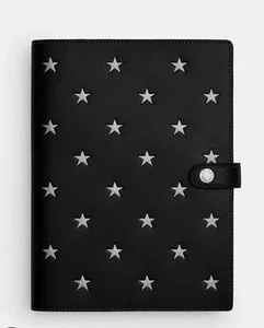 Quaderno COACH in pelle nera con stampa a stella stile CW545 - Nuovo con etichette - Foto 1 di 5