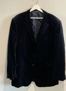 Samuelsohn Navy Blue Velvet Custom Made Blazer Sport Coat 50L - Picture 1 of 11