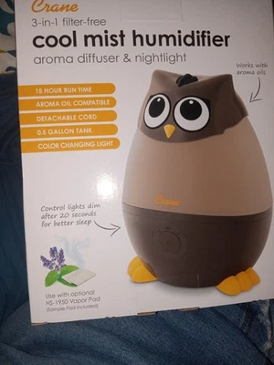 Crane Ultrasonic Humidifier for Kids Room and Baby Nursery, .5 Gallon OWL - Image 1 of 4