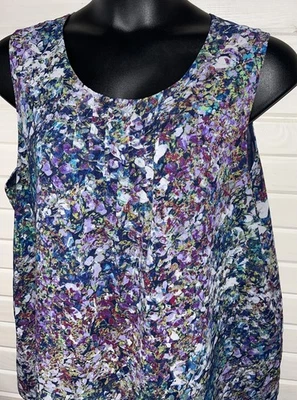 Coldwater Creek Sz PLUS 1X (18) Blue Purple Floral Lined Sleeveless Top EUC - Image 1 of 4