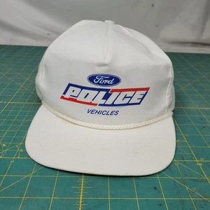Ford Police Vehicles White Snapback Rope Hat Cap USA Made Vintage  - Bild 1 von 7