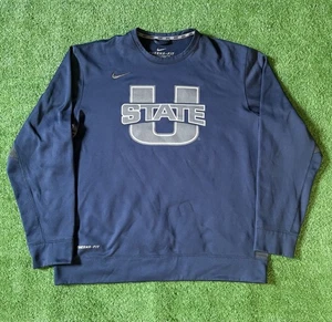 Nike Utah State Aggies Crewneck Sweatshirt Herren XL grau blau Fleece gefüttert - Bild 1 von 7