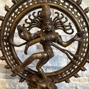 Vintage Hindu Heavy Brass Dancing Shiva Nataraja 14.5” 11.5” Wide Weighs 9#6oz - Picture 1 of 18