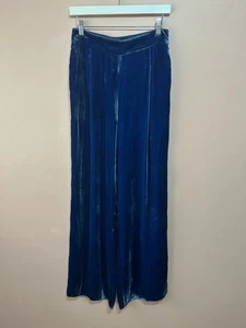 Jigsaw Blue Silk Blend Velvet Wide Leg Joggers Trousers UK 10 - Picture 1 of 5