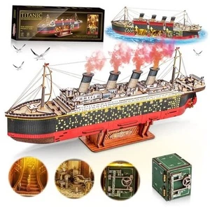 Titanic 3D Wooden Puzzles for Adults with LED Light, Home Decoration Titanic - Picture 1 of 7