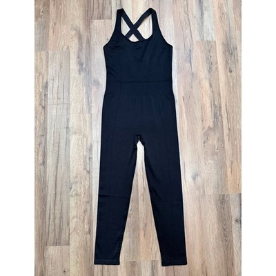 Бесшовный черный компрессионный боди комбинезон крестом на спине M - Изображение 1 из 4