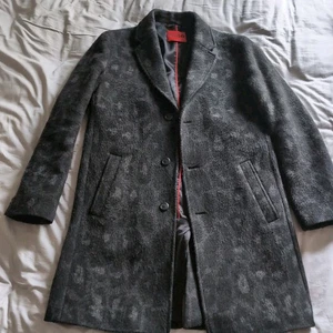HUGO BOSS Mens Overcoat Trench wool mix animal print Malte Coat 48 medium - Picture 1 of 6