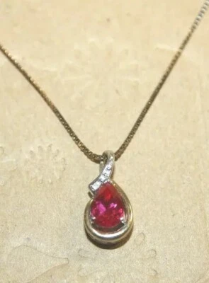 Alwand Vahan 10k Yellow Gold&Sterling silver lab create Pink Sapphire Necklace - Image 1 of 4