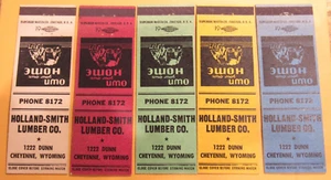 Lotto di 5 copertine fiammiferi vintage Holland-Smith Lumber Co. Cheyenne, WY Wyoming - Foto 1 di 1