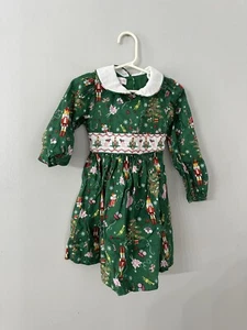 Bonnie Jean Girls Size 4 Christmas Long Sleeve Smocked Dress Nutcracker Ballet - Picture 1 of 4
