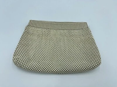 Vintage 1960s WHITING AND DAVIS Clutch Handbag Cream/Beige Metal Mesh - Image 1 of 3