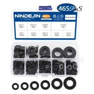 465 Stck./Set Schwarz Weiß Nylon Unterlegscheiben Verschiedene Kit M2-M16 Kunststoff Flachwaschmaschine Set - Bild 1 von 9