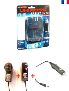 Chargeur RAPIDE de piles rechargeables AA R6 lr3 Uniross prise + allume cigare