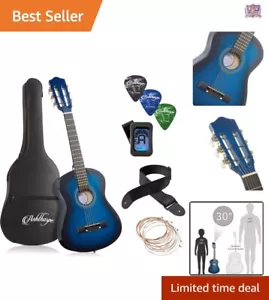 Beginner Acoustic Guitar Set: 30-Inch Blue Guitar with Accessories & Instruction - Picture 1 of 9