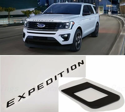 Матовая черная эмблема переднего капота с буквами Expedition ПОДХОДИТ для Ford Expedition 2018-2022 годов выпуска - Изображение 1 из 4