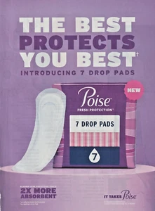 2023 Poise Drop Pads Print Advertisement – 8" x 11" Promo Magazine Ad Ephemera - Picture 1 of 1