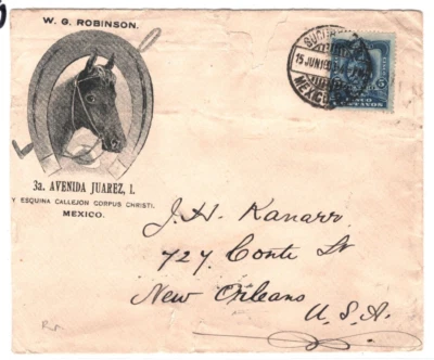 Cubierta publicitaria MÉXICO HERRADURA ILUSTRADA 1903 Nueva Orleans {samwells}KA289 Foto 1 de 4