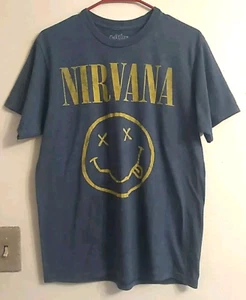Nirvana 2013 T-Shirt Blau Smiley Gesicht Größe L Brustumfang 38" Six Fifty One - Bild 1 von 4