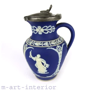 Antike Kanne Wedgwood Basaltware, Jasperware Jug Pitcher, England um 1890 - Bild 1 von 10