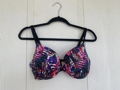 Pink Multicolor Leaves Palms 36D Push Up Underwire Bra Pink Purple Blue Black - Image 1 of 4