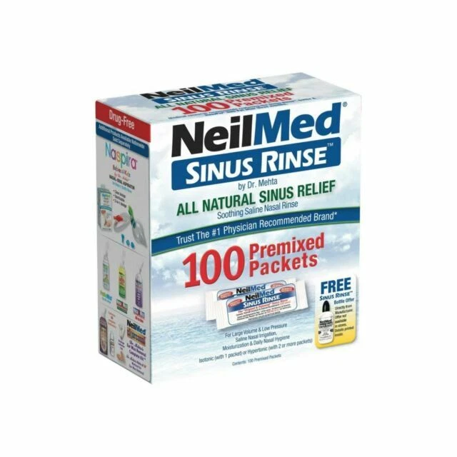 NeilMed RDC10130821 Sinus Rinse All Natural Relief 100 Premixed Packets